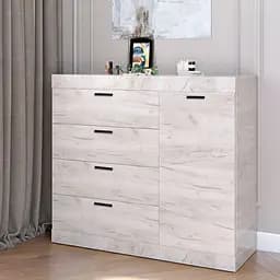 Комод для дому Еверест Соната-5 Телескопічні с дверями на 4 шухляди 105х38х94 см дуб крафт білий (EVR-2701)