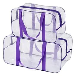 Набор прозрачных сумок в роддом: размер М 40х25х20 см + размер L 50х25х30 см (розовые)