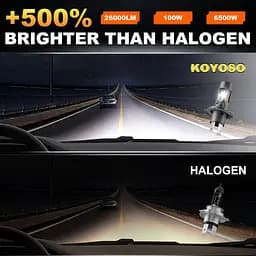 Світлодіодні лампи KOYOSO H4 100 Вт: Комплект 26000LM — Автомобільні фари 9003/HB2 — Дальнє світло та ближнє світло 6500k білий - мініатюра 4