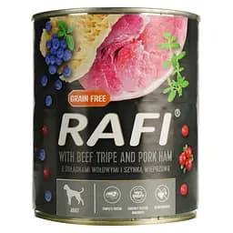 Вологий корм для собак Dolina Noteci Rafi паштет з яловичого шлунка з шинкою, лохиною та журавлиною 800 г (DN267-305064)