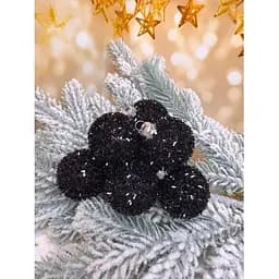 Набір ялинкових кульок Їжачок 40 мм елегантний святковий 8 шт Чорний