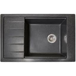 Гранітна кухонна мийка Romzha Patrat 78 Grafit (201) з крилом