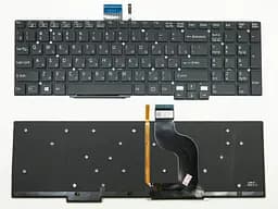 Клавіатура для SONY SVT15, SVT1511M1R, SVT15-117CXS (UA Black без рамки, з підсвічуванням). Оригінал.