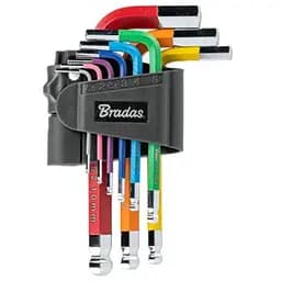 Набір шестигранних ключів Bradas з кульковим наконечником HX 1,5-10 мм 9 шт короткі (DIY-HKB42-SH/B)