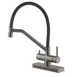 Смеситель для кухни Koer "Водопад" KB-74027-07 с черным силиконовым изливом KR5203 Графит