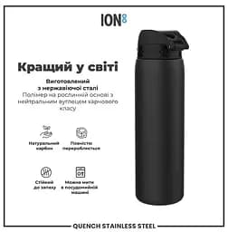 Пляшка для води ION8 металева 1200 мл Stainless Steel Black (I8SS1000BLK) - мініатюра 6