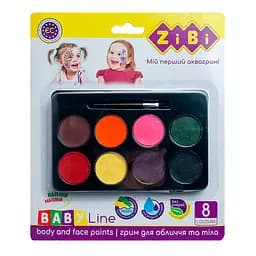 Фарби для гриму обличчя та тіла ZB.6567 Zibi BABY Line 8 кольорів на водній основі (4823078944573)