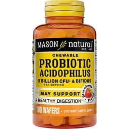 Пробіотики Mason Natural Probiotic Acidophilus With Bifidus 2 млд КУО зі смаком полуниці 100 жувальних пігулок