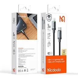 Кабель Mcdodo USB-C to Lightning 36W Cable with Charging Light 1 м Чорний - мініатюра 2