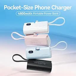 Універсальна мобільна батарея Vention 4800mAh 22,5W PD USB-C In/Out LED display with built-in USB-C cable Blue (FHQL0) - мініатюра 6
