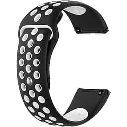 Ремінець силіконовий Boorui для годинника 20 мм Nike design чорний з білим (з кнопкою)