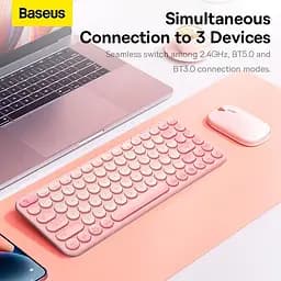 Клавіатура бездротова 3 діапазонна Baseus K01A Wireless Tri-Mode Keyboard рожева - мініатюра 6
