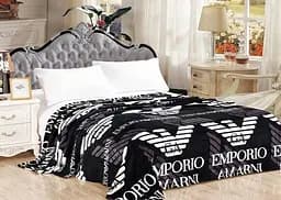 Плед-Покривало Tag Tekstil велсофт добре утримує тепло (мікрофібра) 150x220 см чорний із контрастним графічним принтом м'який