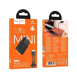 Адаптер мережевий HOCO C to C cable Speed single-port PD ultra-thin charger set N72 |1Type-C, 20W/3A, PD/QC| - мініатюра 2