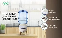 Диспенсер керамічний ViO CD-01 для води, Синя смуга, на дерев'яній підставці - мініатюра 10