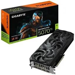 Відеокарта GeForce RTX 5070 Ti, Gigabyte, WINDFORCE OC SFF, 16Gb GDDR7, 256-bit, HDMI/3xDP, 2497/28000 MHz, 16-pin