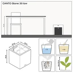 Вазон Lechuza Canto Stone Low, 12 л, графітово-чорний (13702) - мініатюра 4