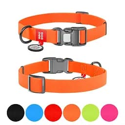 Нашийник для собак водостійкий Waudog Waterproof з QR-паспортом пластикова пряжка-фастекс Ш 25 мм Д 34-49 см помаранчевий - мініатюра 2