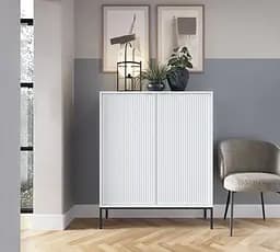 Комод высокий Perfect Home Новая/Nova 2-дверный с черными ножками K104 Белый (PFH-091232)