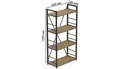 Етажерка 4/60 Ferrum-decor Серії Коннект 120x60x28 чорний ДСП Дуб Артізан 16мм (FRD-104238) - мініатюра 3