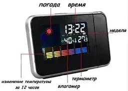 Годинник / Метеостанція / Вологомір з проектором часу Color Screen Calendar - мініатюра 5