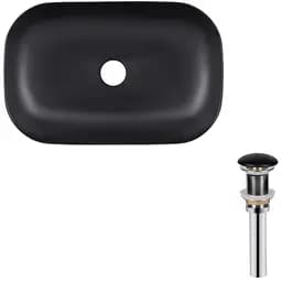 Комплект Qtap Robin: Раковина накладная прямоугольная 600x390x150 мм Matt Black + Донный клапан PU03 (QT132143PMBMBN47296)