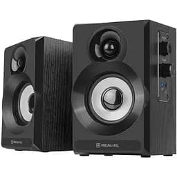 Колонки 2.0 Real-El S-217 Black, 2 x 6 Вт, МДФ, живлення від мережі 220V, керування спереду