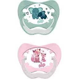 Пустушка Nip Моя сім'я №2 слоник/лисичка 2 шт. (38672-51)