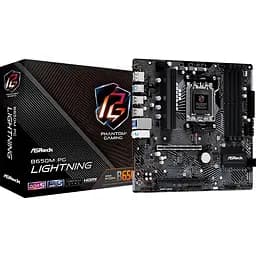 Материнська плата ASRock AM5 B650M PG Lightning, B650, 4xDDR5, Int.Video (CPU), 4xSATA3, 3xM.2, 1xPCI-E 4.0x16, 1xPCI-E 3.0x16, 1xM2. 9xUSB3.2/8xUSB2.0, HDMI/DP, MicroATX - мініатюра 2