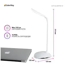 Настільна лампа ColorWay LED Portable & Flexible with built-in accumulator 500mAh (CW-DL06FPB-W) - мініатюра 7