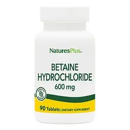 Натуральна добавка Natures Plus Betaine Hydrochloride 600 mg, 90 таблеток