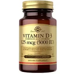 Витамин D3 Solgar 125 мкг (5000 МЕ) 60 капсул