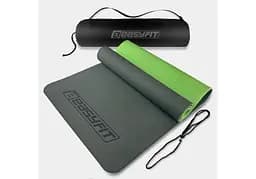 Коврик для йоги и фитнеса EasyFit TPE+TC 6 мм двухслойный + Чехол черный с зеленым (EF-1924s-BG)
