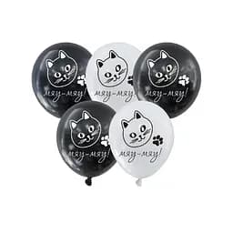 Кулька повітряна латексна з принтом (30 см, 5 шт.) Котячі лапки