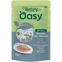 Вологий корм Oasy Cat Wet Natury для дорослих котів тунець з кальмаром 70 г