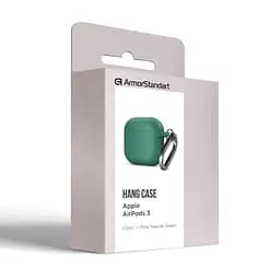 Силіконовий чохол для навушників Apple AirPods 3, Hang Case, зелений, ультратонкий захисний кейс товщиною 2 мм, захист від подряпин, пилу та ударів, компактний, з карабіном для кріплення, ArmorStandart (ARM60319) - мініатюра 8