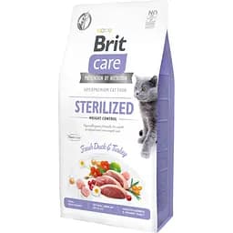 Сухой корм для стерилизованных котов и котов с избыточным весом Brit Care Cat GF Sterilized Weight Control со свежей уткой и индейкой 7 кг