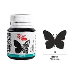 Акрил для декору Чорний (17) матовий 20 мл Rosa Talent