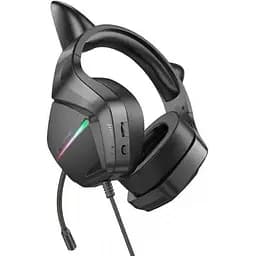 Навушники накладні Borofone Bo106 ігрові з вушками та LED підсвічуванням elf cat - мініатюра 5