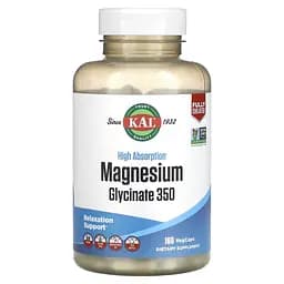 Магній гліцинат KAL Magnesium Glycinate 350 mg, 160 вегакапсул для підтримки м'язів, кісток та нервової системи