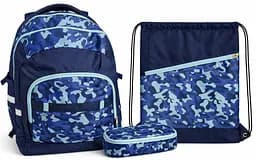 Школьный набор из рюкзака с дождевиком, пенала и сумки для обуви синий LS sum0028860