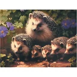 Алмазна мозаїка Strateg Сім'я їжаків 40х50 см