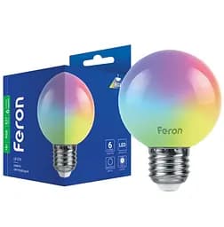 Лампа світлодіодна Feron LB-378 1Вт E27 RGB (40217)