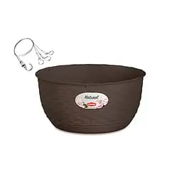 Вазон пластиковий підвісний NATURAL, круглий, з автополивом, 30 см, 5,9 л (75504)