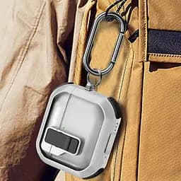 Футляр протиударний Locking Button для навушників Airpods 4 White - мініатюра 6
