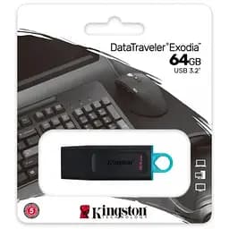 Флеш пам'ять USB Kingston DataTraveler Exodia 64GB USB 3.2 Gen 1 Black/Teal (DTX/64GB) - мініатюра 5