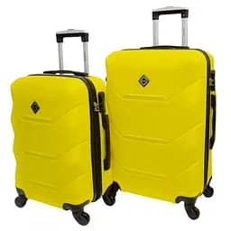 Валіза комплект пластиковий 2 штуки середня, велика жовтий