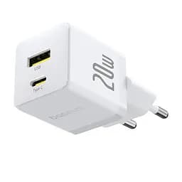 МЗП Baseus Palm Fast Charger 20W (1USB-A/1C) + кабель Type-C to Type-C (P10111608) Moon White - мініатюра 2