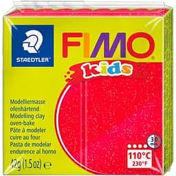 Пластика Fimo kids красная с блестками 42 г  