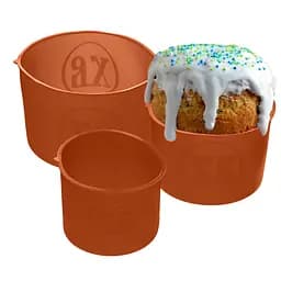 Набор из 3 силиконовых форм для выпекания пасхальной выпечки пасхи и куличей (паски) Ø20/12/15 см, A-plus Коричневый 84375